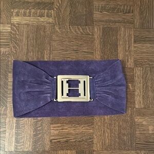 Halston Purple Suede high waisted belt with gold Accent